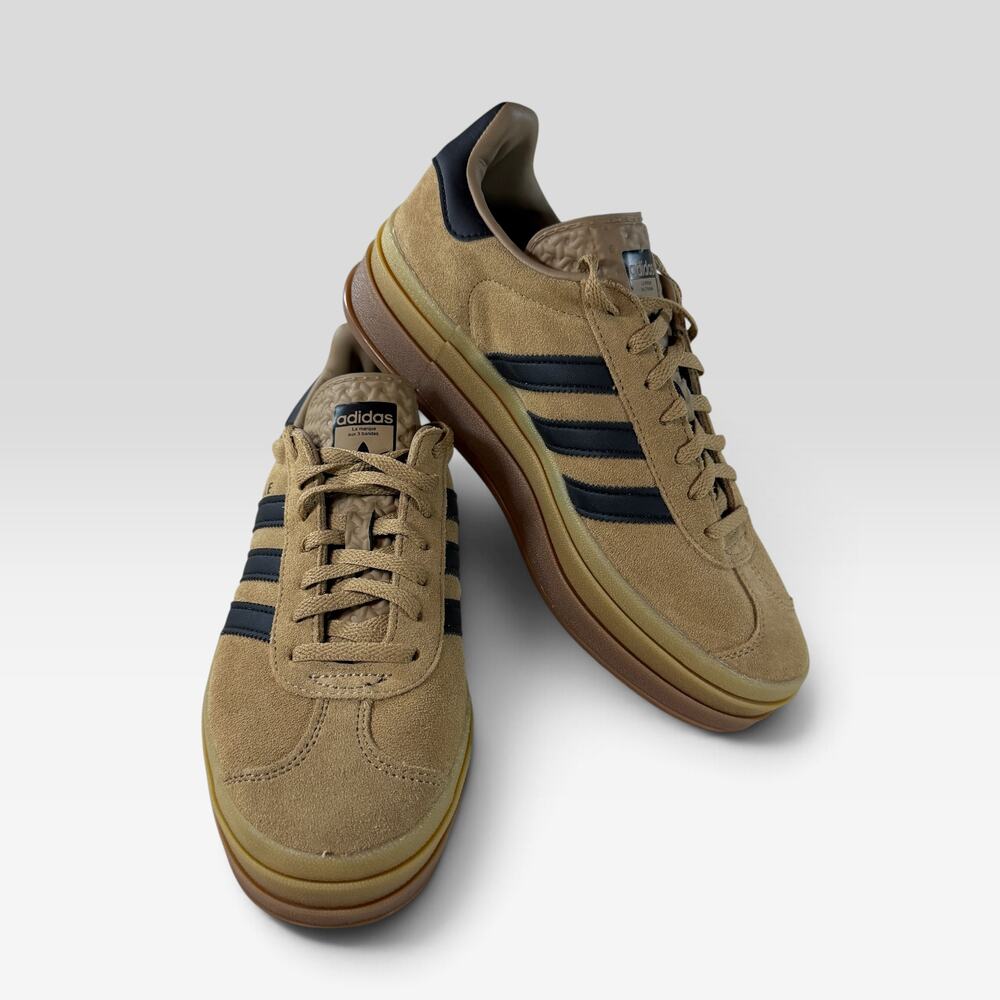 adidas Women Gazelle Bold Cardboard Black Gum Platform Suede Sneakers Size 8